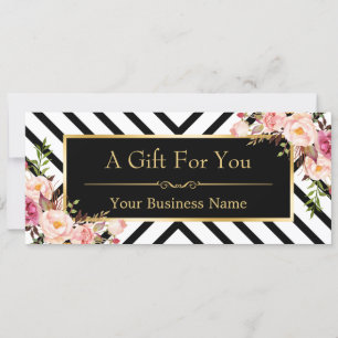 Beauty Salon Certificat cadeau Gold Floral Stripes