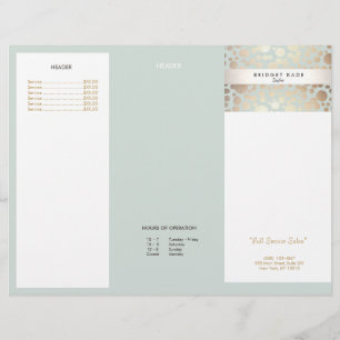 Beauty Salon Gold Light Blue Circle Menu Brochure