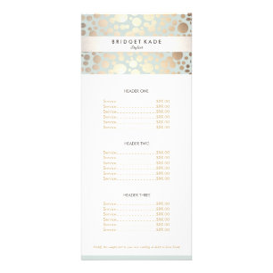 Beauty Salon Gold Light Blue Circle Menu Motif