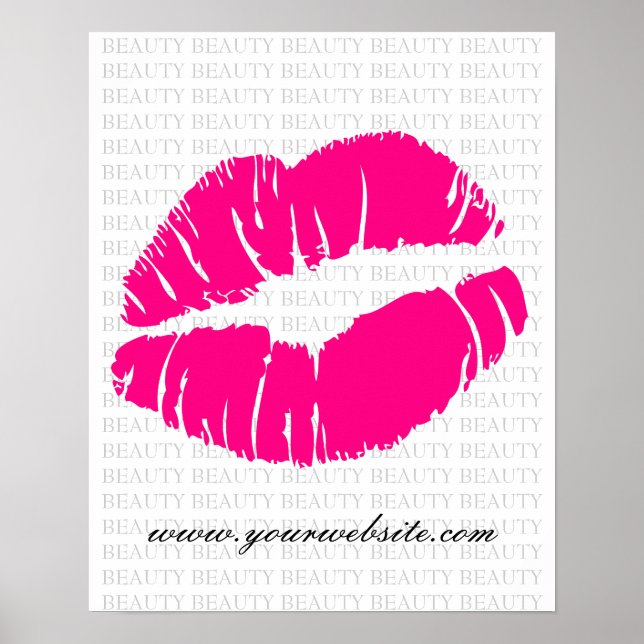 BEAUTY Salon Poster Spa Plutôt rose Lèvres Blanche (Devant)