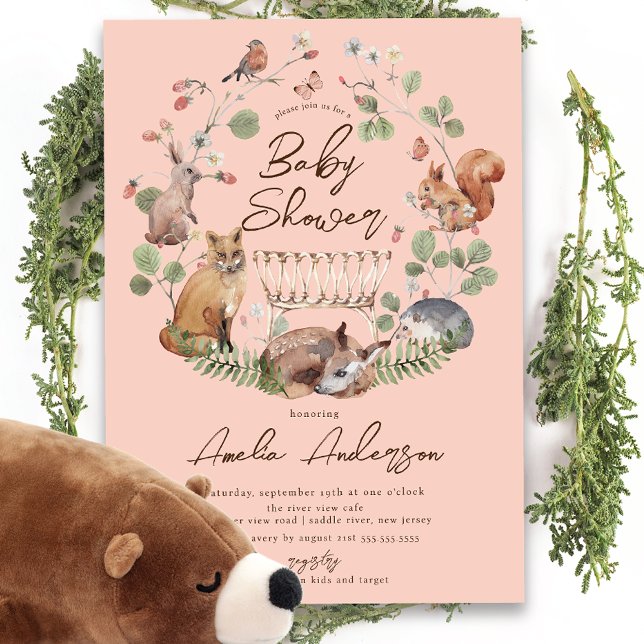 Beaux animaux de bois Baby shower Invitation (Créateur téléchargé)