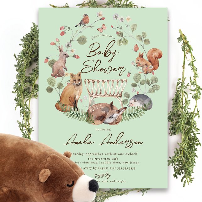 Beaux animaux de bois Baby shower Invitation (Créateur téléchargé)