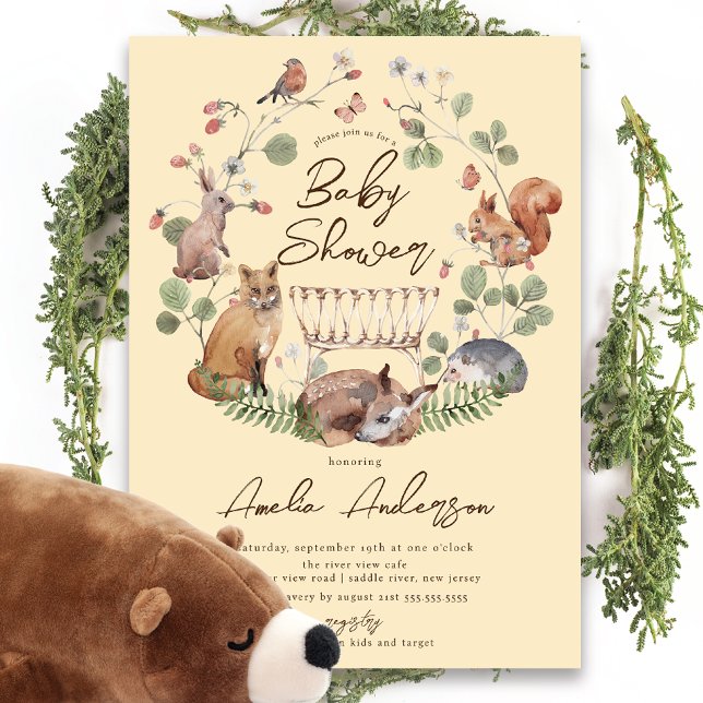 Beaux animaux de bois Baby shower Invitation (Créateur téléchargé)