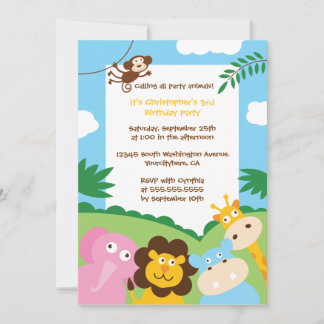 Beaux animaux de fête Invitation amusante à la fêt