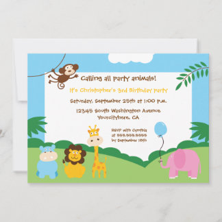 Beaux animaux de fête Invitation amusante à la fêt