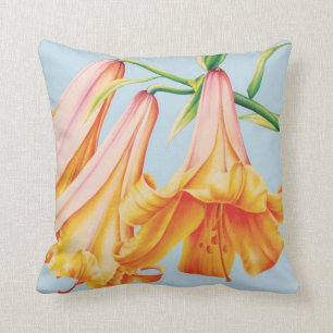 Beaux-arts de lis par le coussin orange bleu de