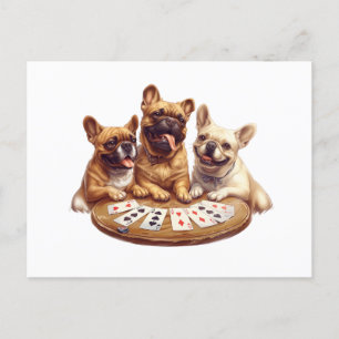 Beaux Bulldogs français jouer des cartes
