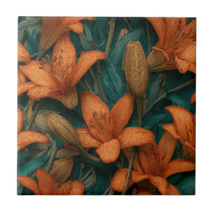Beaux carreaux de lys floraux pour revêtement de s