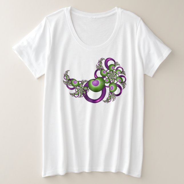 Beaux cœurs verts roses modernes abstraits fractal (Design devant)