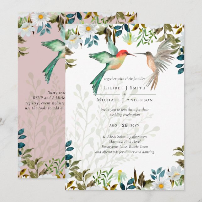Beaux COLIBRIS Couple Mariage (Devant / Derrière)