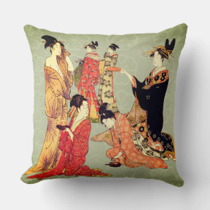 Beaux coussins décoratifs à motif d'art japonais