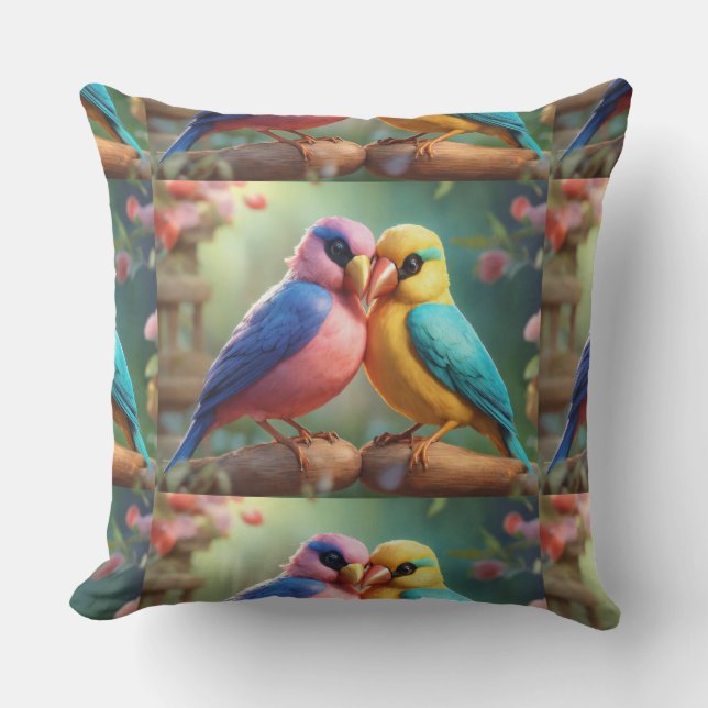 Beaux et Beaux Oiseaux Jeter Oreiller (Recto)