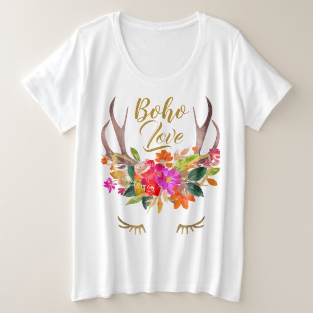 Beaux floraux Boho Love Renne Bois Cerf Cils (Design devant)