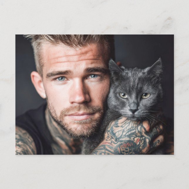 Beaux Hommes & Cartes d'Art de Chats (Devant)