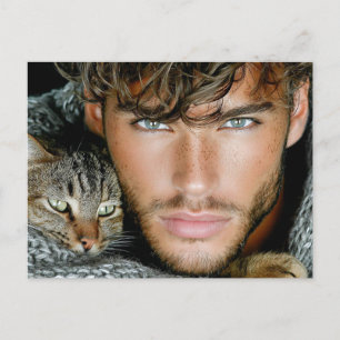 Beaux Hommes & Cartes d'Art de Chats
