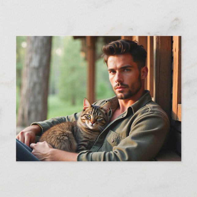 Beaux Hommes & Cartes d'Art de Chats (Devant)