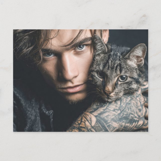 Beaux Hommes & Cartes d'Art de Chats (Devant)