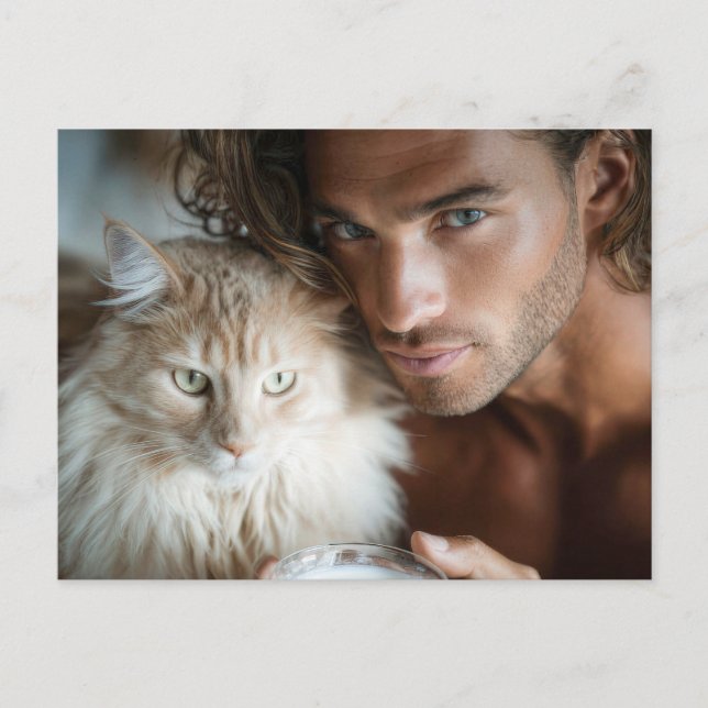 Beaux Hommes & Cartes d'Art de Chats (Devant)
