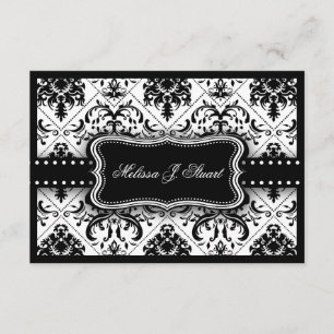 Beaux Invitations de Damas Vintages noirs et blanc