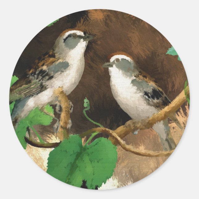 Beaux Oiseaux Bruants Nature, Stickers Glossy (Devant)