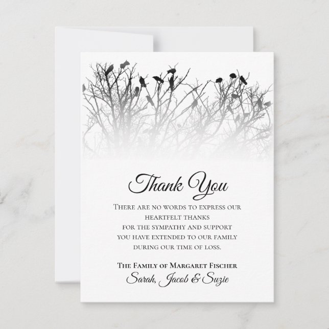 Beaux oiseaux dans les arbres Merci Carte de Sympa (Devant)