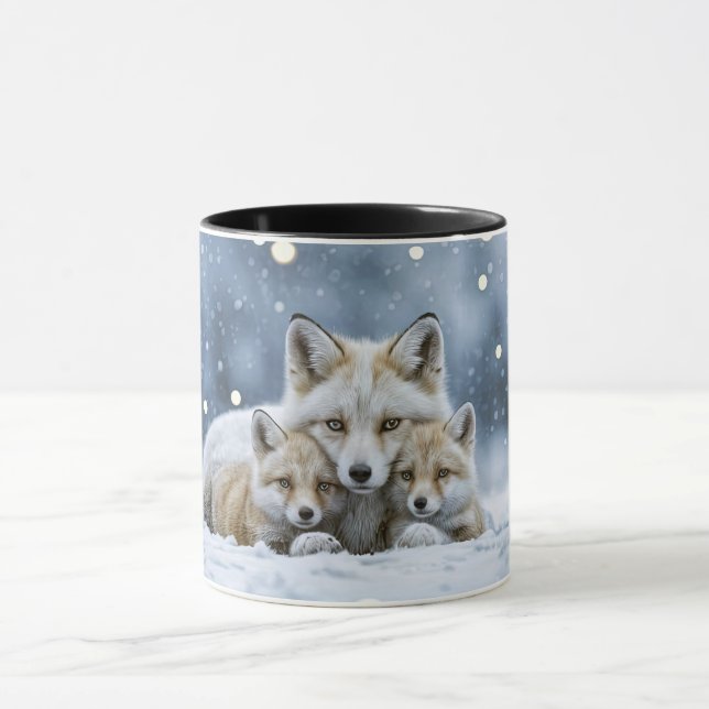 Beaux Renards dans la Neige Tasse à Café ou Mug (Centre)