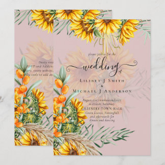 Beaux Tournesols Herbe des Pampas Mariage