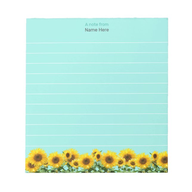 Beaux tournesols sur un bloc-notes ligné bleu ciel (Devant)