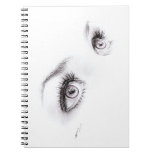 Beaux yeux dessinant le carnet minimaliste d'art