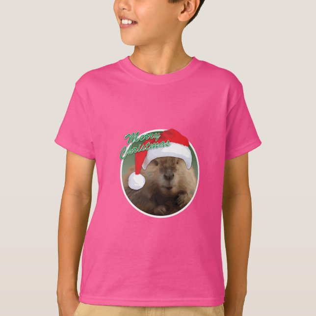 Beaver de Noël - T-shirt de base pour enfants (Devant)