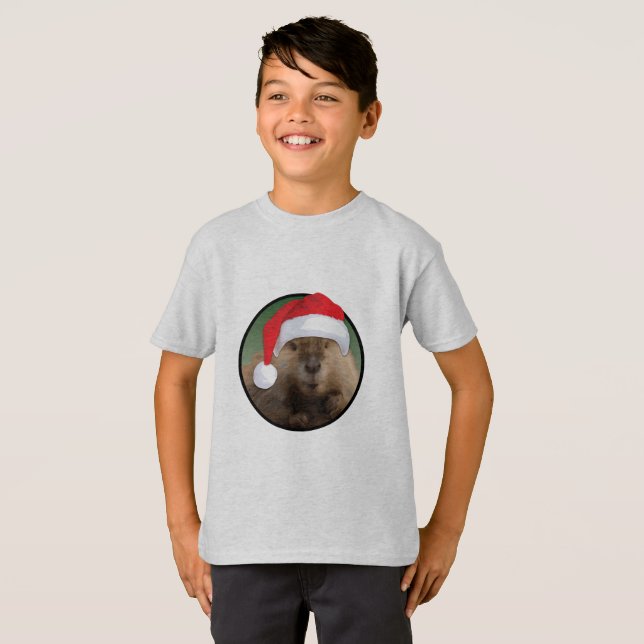 Beaver de Noël - T-shirt de base pour enfants (Devant entier)