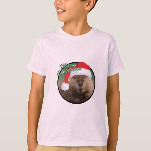 Beaver de Noël - T-shirt de base pour enfants (Devant)
