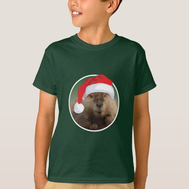Beaver de Noël - T-shirt de base pour enfants (Devant)