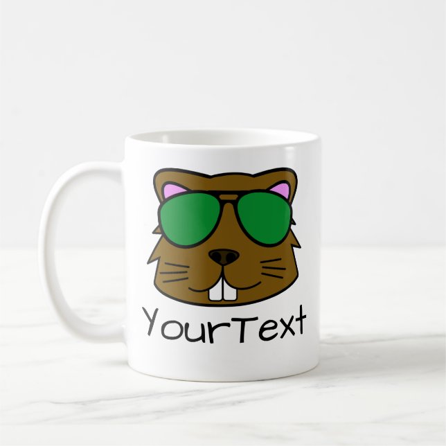 Beaver Doodle Face Personnalisé Café Mug (Gauche)