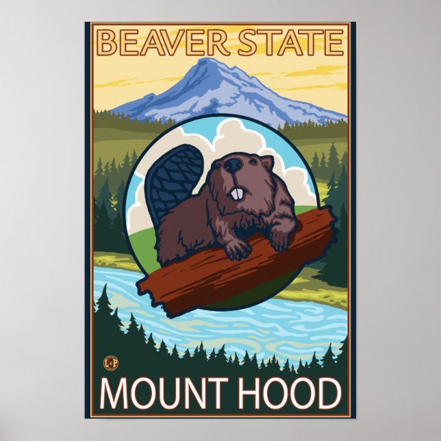 Beaver & Mt Hood, OregonVintage Affiche de voyage (Devant)