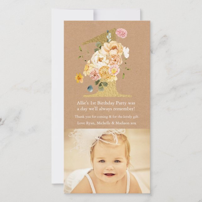 Bébé 1er anniversaire Numéro 1 Merci Carte photo (Devant)