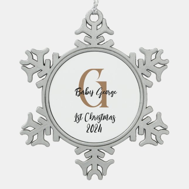 bébé 1er Noël Flocon de neige Ornement encadré (Devant)