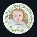 Bébé 1er Noël Magnet photo<br><div class="desc">Aimant photo de Noël du bébé</div>