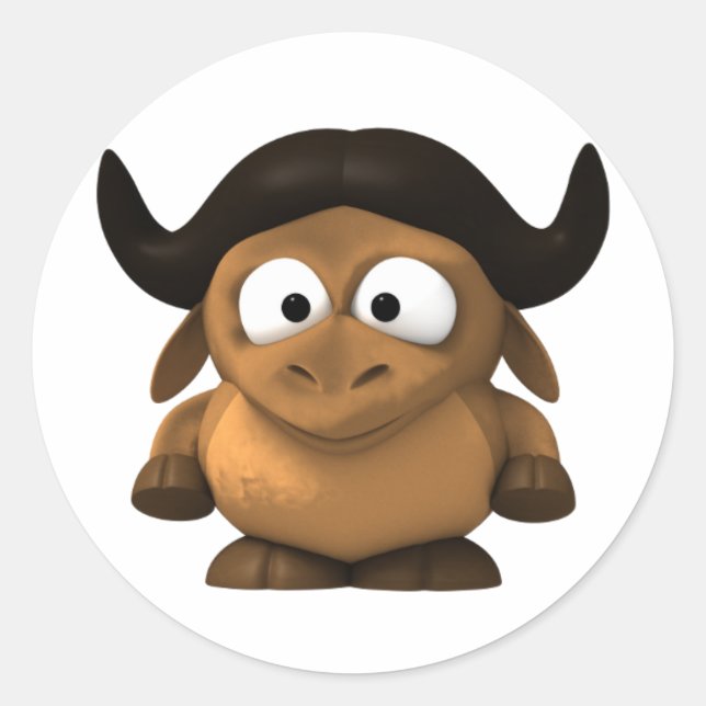 Bébé 3-D Gnu Sticker (Devant)