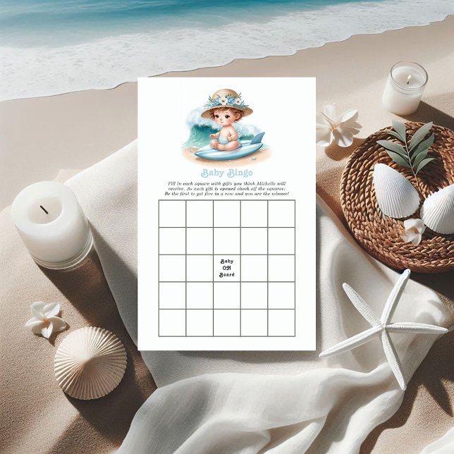Bébé à bord Baby shower de plage Jeu de Bingo (Baby on Board Beach Baby Shower Bingo Game)