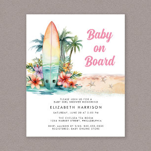 Bébé À Bord De Plage Surf Bébé Fille Invitation do