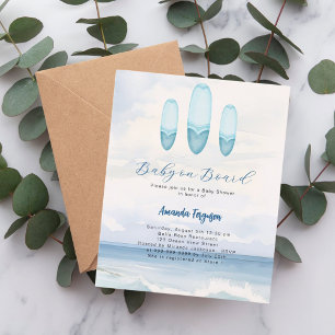 Bébé à bord de planche de surf Baby shower invitat