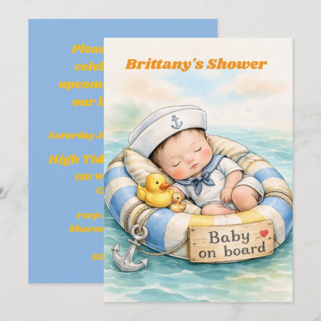 Bébé à bord Invitation de douche en téléchargement (Devant / Derrière)