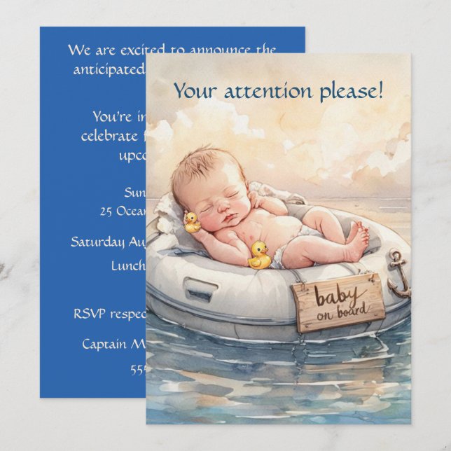 Bébé à bord Invitation de douche en téléchargement (Devant / Derrière)