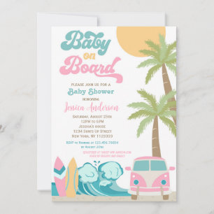 Bébé à bord Surf bébé douche Invitations Fille