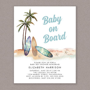 Bébé À Bord Surf Plage Baby shower Invitation