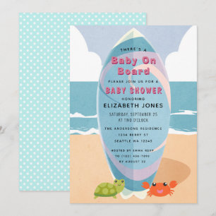 Bébé à bord Surfboard Baby shower Invitation