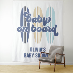 Bébé à bord Tapisserie de surfboard pour fête prén