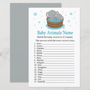 Bébé adorable Eléphant Animaux Nom Jeu