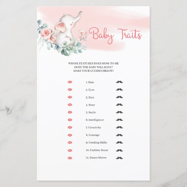 Bébé adorable Fille Eléphant Eucalyptus Bébé Trait (Devant)